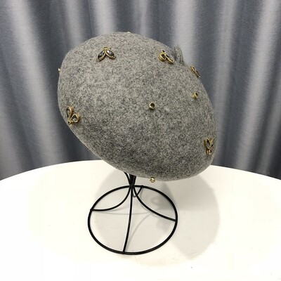 VISROVER téli gyapjú svájcisapka kristály méhecske női gyapjú sapkával téli őszi tavaszi sapka egyszínű csúcsminőségű Női Boina