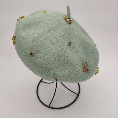 VISROVER téli gyapjú svájcisapka kristály méhecske női gyapjú sapkával téli őszi tavaszi sapka egyszínű csúcsminőségű Női Boina