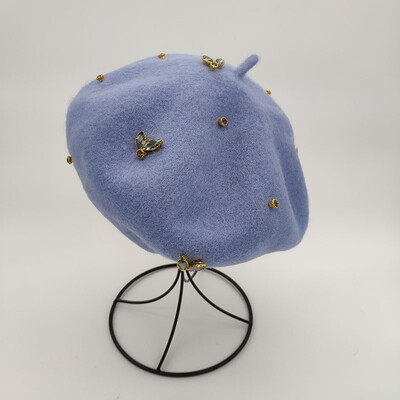 VISROVER téli gyapjú svájcisapka kristály méhecske női gyapjú sapkával téli őszi tavaszi sapka egyszínű csúcsminőségű Női Boina