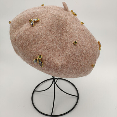 VISROVER téli gyapjú svájcisapka kristály méhecske női gyapjú sapkával téli őszi tavaszi sapka egyszínű csúcsminőségű Női Boina