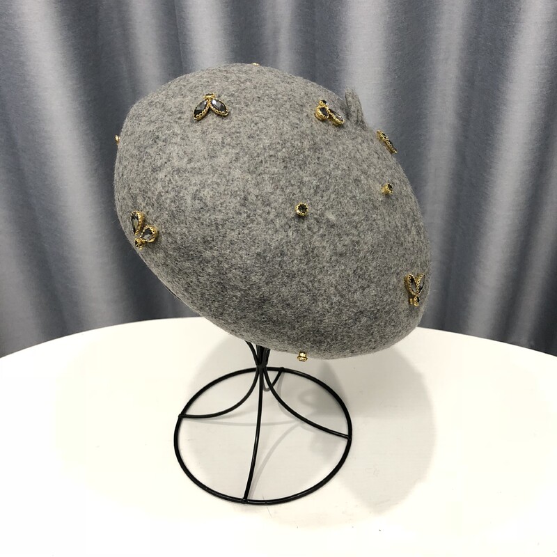 VISROVER téli gyapjú svájcisapka kristály méhecske női gyapjú sapkával téli őszi tavaszi sapka egyszínű csúcsminőségű Női Boina