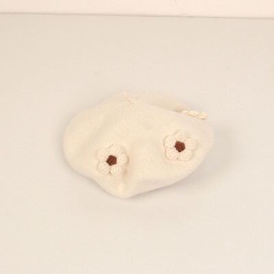 Pălărie pentru bebeluși cu flori mici tricotate la modă, lână, culoare uni, beretă pentru copii, pălării, fete retro, caldă, pictor, șapcă