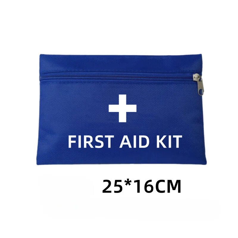 1 vnt. tuščias nešiojamas pirmosios pagalbos rinkinys, buitinės medicinos tabletės, tvarsčiai, laikymo krepšys, užtrauktukas, greitosios medicinos pagalbos rinkinys