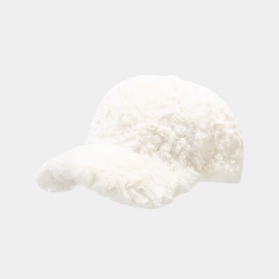 Nouă șapcă de iarnă ocazională în aer liber, caldă, pentru fete, pentru femei, reglabilă, de culoare solidă, cu blană artificială, șapcă de baseball din bumbac, pălărie hip-hop, vizor 55-59 cm