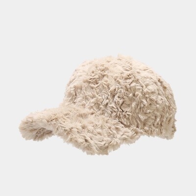 Nouă șapcă de iarnă ocazională în aer liber, caldă, pentru fete, pentru femei, reglabilă, de culoare solidă, cu blană artificială, șapcă de baseball din bumbac, pălărie hip-hop, vizor 55-59 cm