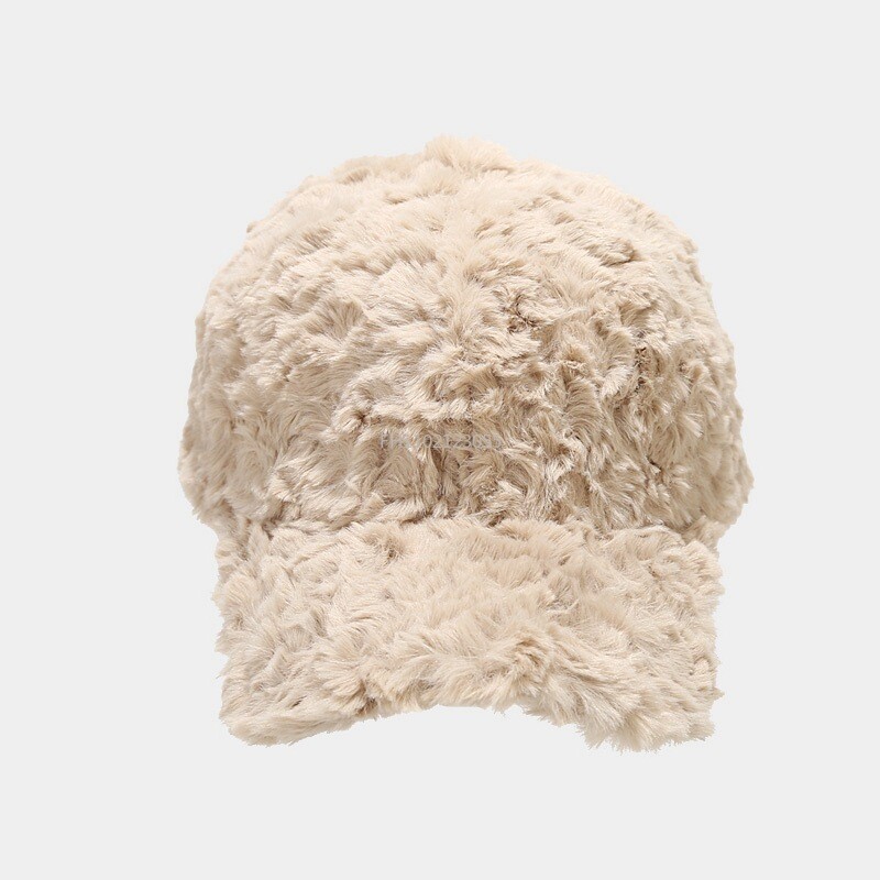 Nouă șapcă de iarnă ocazională în aer liber, caldă, pentru fete, pentru femei, reglabilă, de culoare solidă, cu blană artificială, șapcă de baseball din bumbac, pălărie hip-hop, vizor 55-59 cm