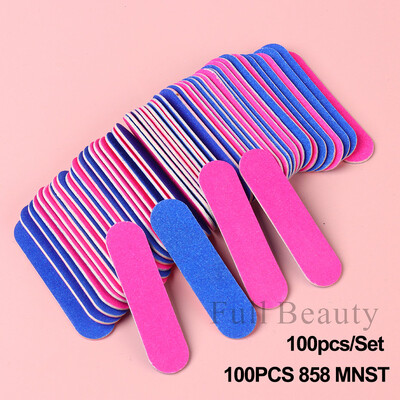 50/100 komada Set mini drvenih turpija za nokte 180/240 Trimer pufer trake Ružičasto plave brusne polirane turpije za nokte Alat za manikuru LAMNST
