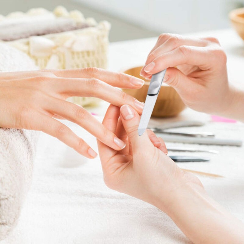 Profesionalna turpija za nokte od nehrđajućeg čelika s dvostranim puferom za nokte za manikuru salonske kvalitete - izdržljiva, jednostavna za upotrebu i prenosiva