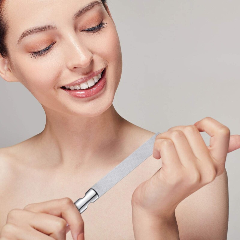 Profesionalna turpija za nokte od nehrđajućeg čelika s dvostranim puferom za nokte za manikuru salonske kvalitete - izdržljiva, jednostavna za upotrebu i prenosiva