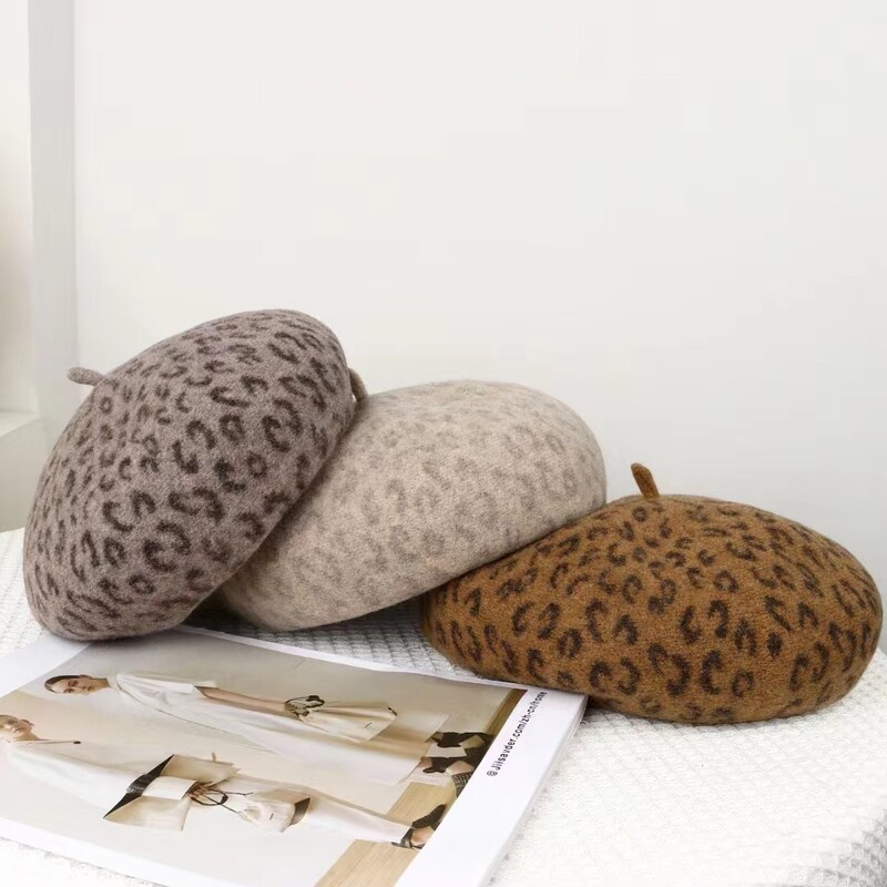 VISROVER Nova 4 boje Leopard zimska beretka Ženska kapa Jesen Zima Vuneni šešir Vrhunska moda Boina Poklon Veleprodaja