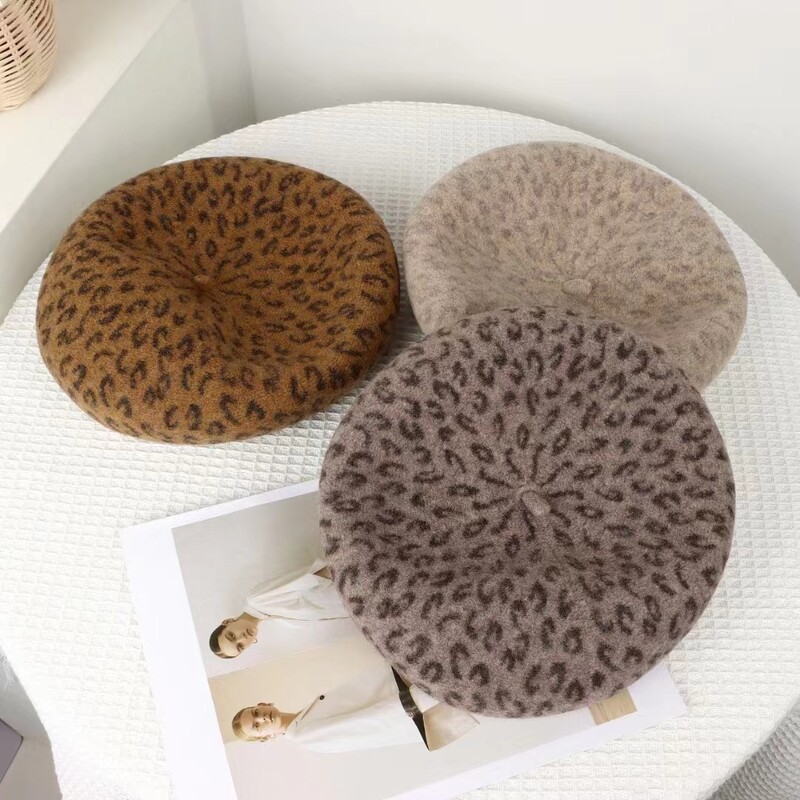 VISROVER Nova 4 boje Leopard zimska beretka Ženska kapa Jesen Zima Vuneni šešir Vrhunska moda Boina Poklon Veleprodaja