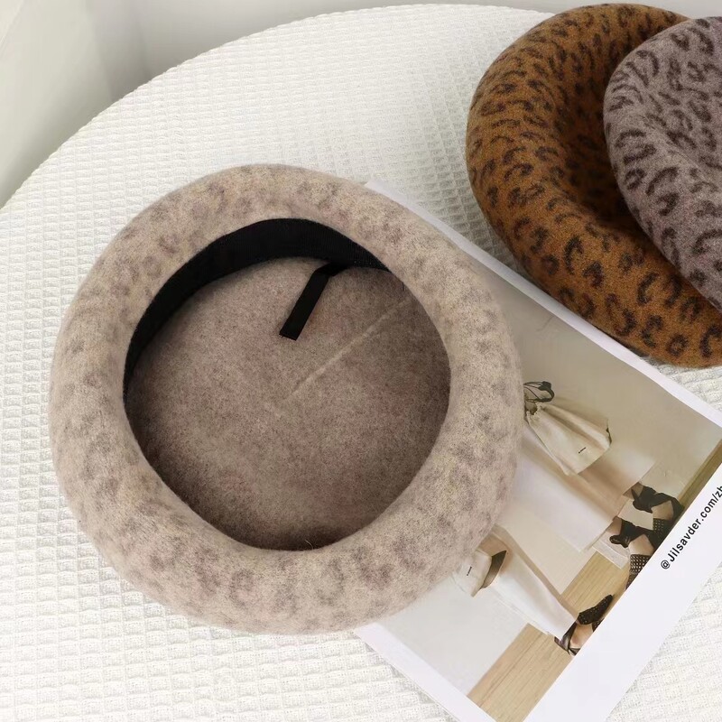 VISROVER Nova 4 boje Leopard zimska beretka Ženska kapa Jesen Zima Vuneni šešir Vrhunska moda Boina Poklon Veleprodaja
