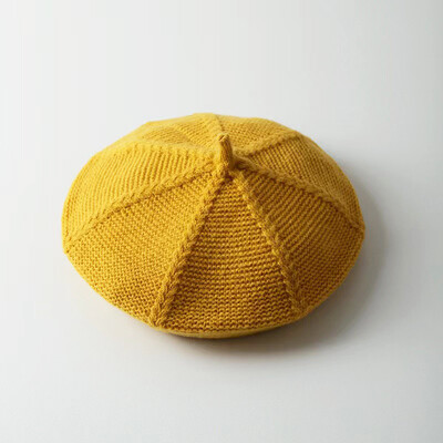 Γυναικείο μονόχρωμο πλεκτό καπέλο μπερέ 2024 Φθινόπωρο Χειμώνας Κορεάτικο Δημοφιλές ρετρό χρώμα καραμέλας Μαλακό ζεστό καπέλο ζωγραφικής Απλό Βρετανικό