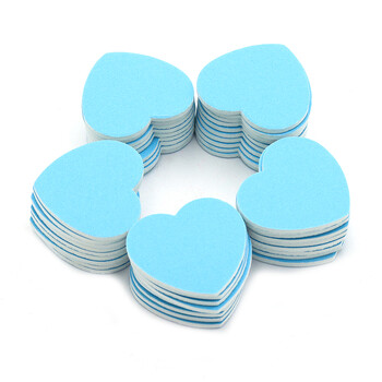 50Pcs Professional Nail Files 180 180 Blue Buffer Block Creative Heart Shaped EVA Board Pedicure Sansing Nail Care Tool