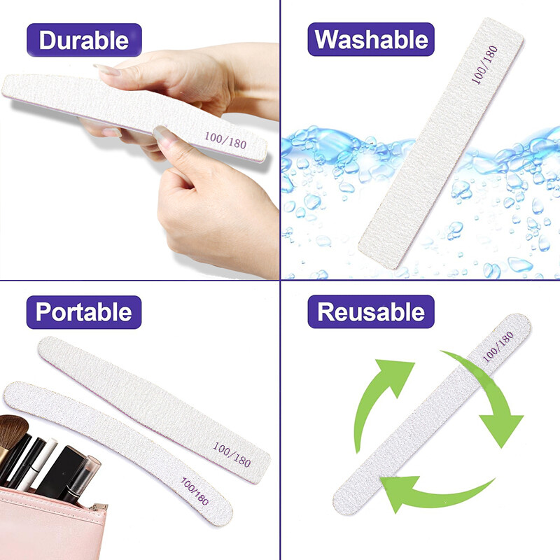 10 komada Sive turpije za nokte 100 180 Profesionalna manikura Alat za UV gel lak za nokte 2-strana upotreba za kućnu i osobnu brusnu ploču Savjeti