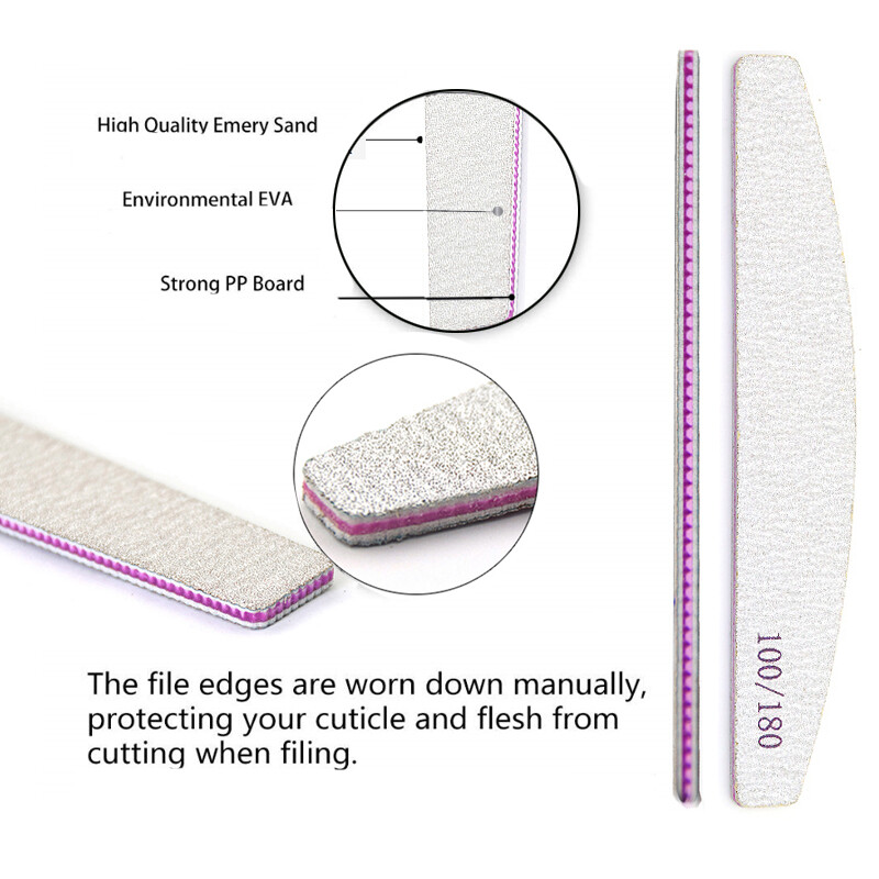 10 komada Sive turpije za nokte 100 180 Profesionalna manikura Alat za UV gel lak za nokte 2-strana upotreba za kućnu i osobnu brusnu ploču Savjeti