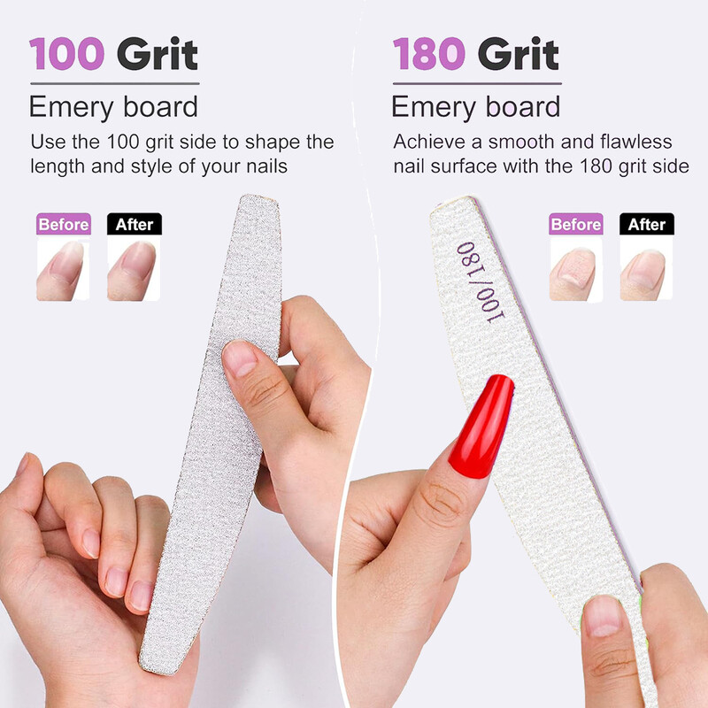 10 komada Sive turpije za nokte 100 180 Profesionalna manikura Alat za UV gel lak za nokte 2-strana upotreba za kućnu i osobnu brusnu ploču Savjeti