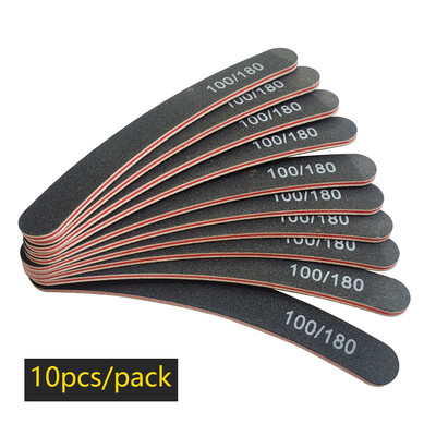 Λίμα νυχιών Buffer 100/180 Grit Half Moon Nail Files Γυαλόχαρτο διπλής όψης Εργαλείο μανικιούρ για βερνίκι νυχιών για λείανση νυχιών