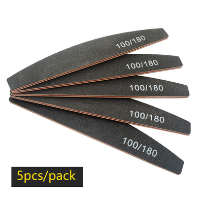 Λίμα νυχιών Buffer 100/180 Grit Half Moon Nail Files Γυαλόχαρτο διπλής όψης Εργαλείο μανικιούρ για βερνίκι νυχιών για λείανση νυχιών