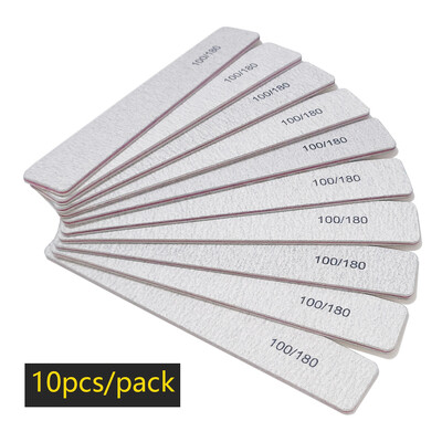 Λίμα νυχιών Buffer 100/180 Grit Half Moon Nail Files Γυαλόχαρτο διπλής όψης Εργαλείο μανικιούρ για βερνίκι νυχιών για λείανση νυχιών