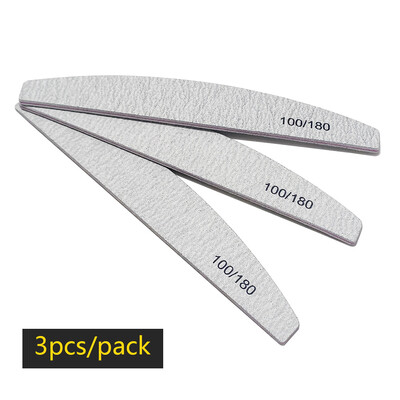 Λίμα νυχιών Buffer 100/180 Grit Half Moon Nail Files Γυαλόχαρτο διπλής όψης Εργαλείο μανικιούρ για βερνίκι νυχιών για λείανση νυχιών