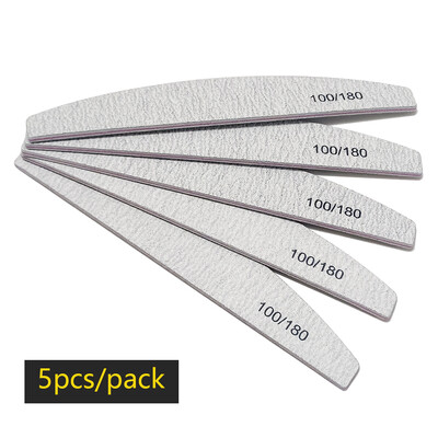 Λίμα νυχιών Buffer 100/180 Grit Half Moon Nail Files Γυαλόχαρτο διπλής όψης Εργαλείο μανικιούρ για βερνίκι νυχιών για λείανση νυχιών