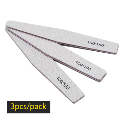 Λίμα νυχιών Buffer 100/180 Grit Half Moon Nail Files Γυαλόχαρτο διπλής όψης Εργαλείο μανικιούρ για βερνίκι νυχιών για λείανση νυχιών