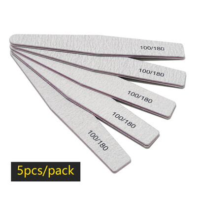 Λίμα νυχιών Buffer 100/180 Grit Half Moon Nail Files Γυαλόχαρτο διπλής όψης Εργαλείο μανικιούρ για βερνίκι νυχιών για λείανση νυχιών