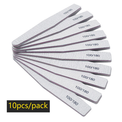 Λίμα νυχιών Buffer 100/180 Grit Half Moon Nail Files Γυαλόχαρτο διπλής όψης Εργαλείο μανικιούρ για βερνίκι νυχιών για λείανση νυχιών