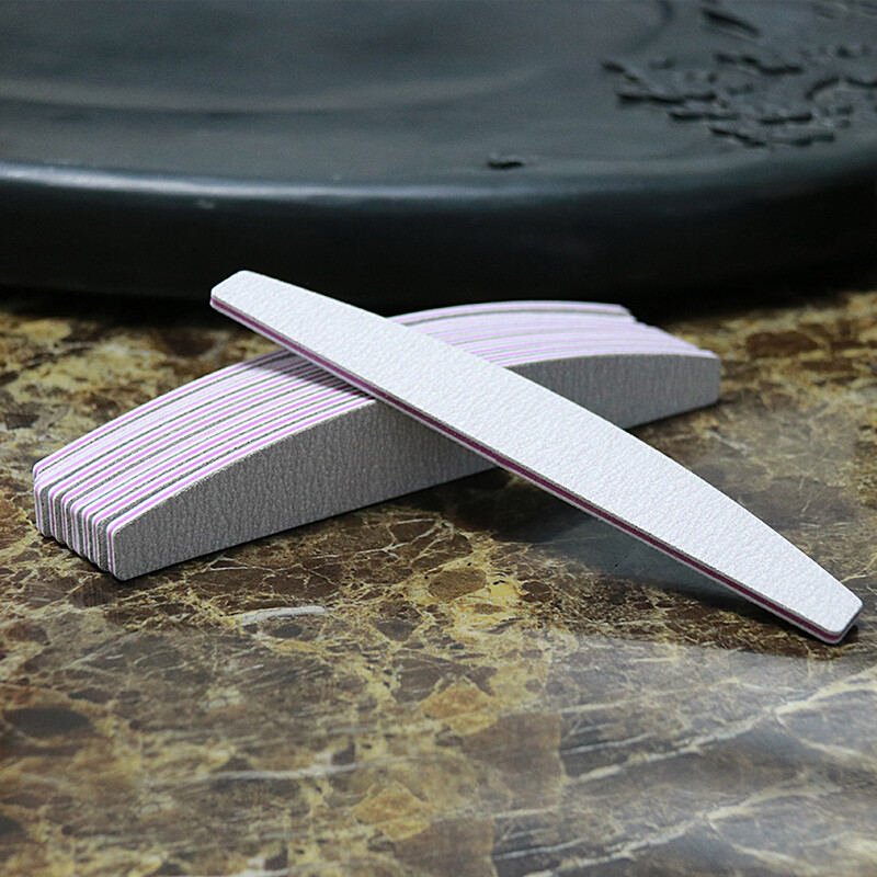 Λίμα νυχιών Buffer 100/180 Grit Half Moon Nail Files Γυαλόχαρτο διπλής όψης Εργαλείο μανικιούρ για βερνίκι νυχιών για λείανση νυχιών