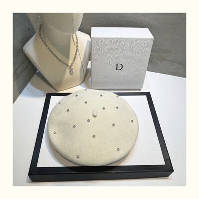 Berete groase din lână cu stras de lux 2024, beretă de artist din Coreea franceză, pălărie de pictor pentru femei, șapcă caldă de mers pentru femei