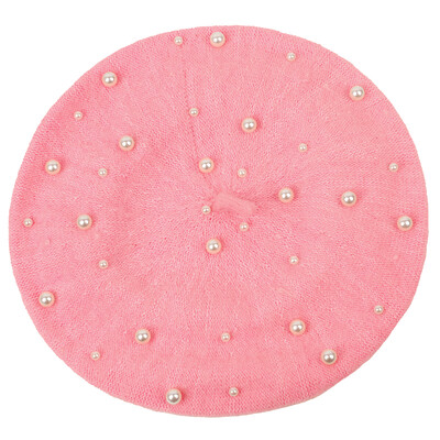 Elegantne vunene biserne perle Beretke za žene Tople zimske kape Skullies Beanies Vintage ženske ravne kape od kašmira Jednobojne kape