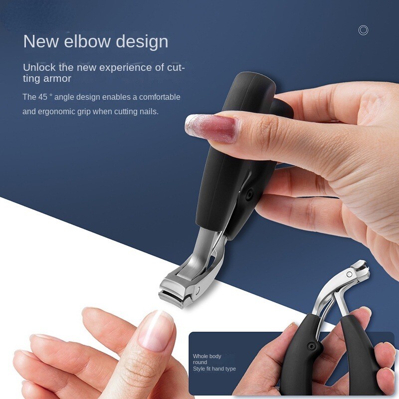 Hajlított körömvágó nagy nyílással, háromszoros fröccsenésmentes tárolással Körömvágó olló idősek vastag lábkörméhez Nagy teherbírás