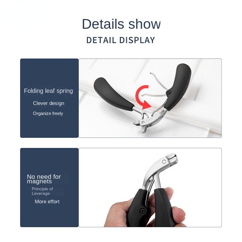 Hajlított körömvágó nagy nyílással, háromszoros fröccsenésmentes tárolással Körömvágó olló idősek vastag lábkörméhez Nagy teherbírás