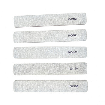 5 τεμ./Παρτίδα Λίμα νυχιών 100/180 Block Grey Straight Edge Stick Nail Sansing Buffer Μανικιούρ Λίμες νυχιών Salon Glitter Nail Art Tools