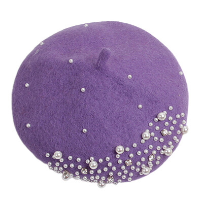 2-6 godina Djevojčice, šešir s beretkama, kapa s beretkama, modna biserna vunena kapa, dječja jesen, zima, ležerna topla kapa s beretkama