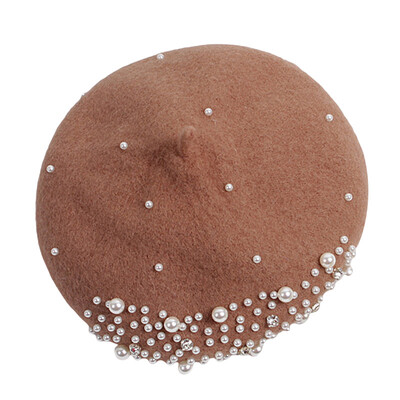 2-6 godina Djevojčice, šešir s beretkama, kapa s beretkama, modna biserna vunena kapa, dječja jesen, zima, ležerna topla kapa s beretkama