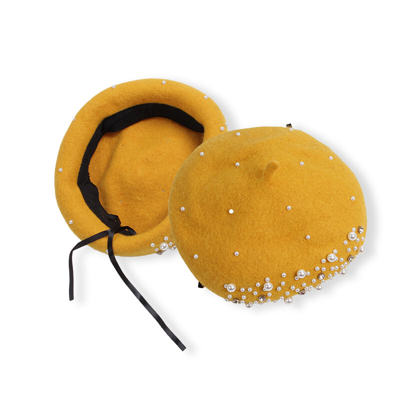 2-6 godina Djevojčice, šešir s beretkama, kapa s beretkama, modna biserna vunena kapa, dječja jesen, zima, ležerna topla kapa s beretkama