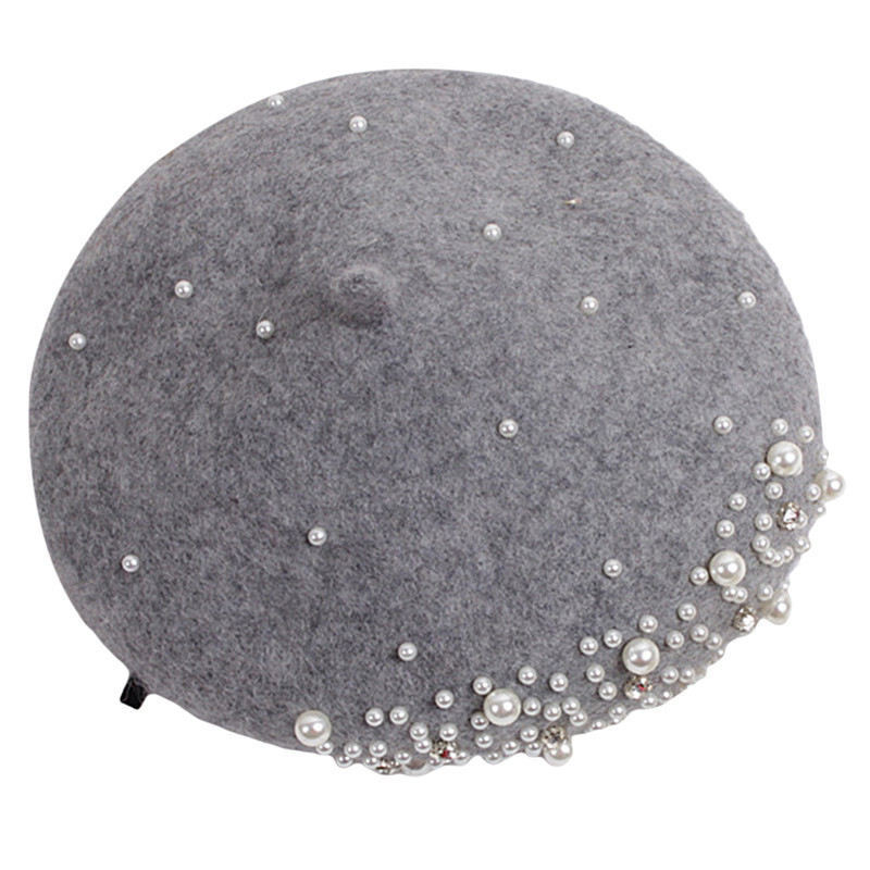 2-6 godina Djevojčice, šešir s beretkama, kapa s beretkama, modna biserna vunena kapa, dječja jesen, zima, ležerna topla kapa s beretkama