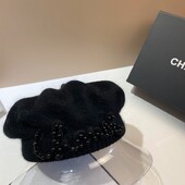 Luksusa modes zīmols mazs aromāts vēja pērļu burts truša kažokādas berete silta plīša adīta gleznotāja cepure Ārzemju astoņstūra cepure