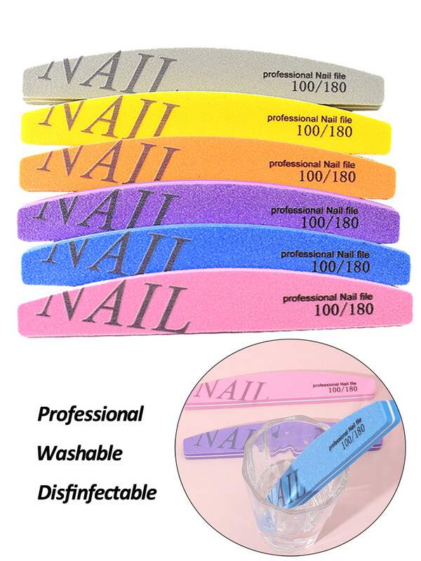 5 vnt./parta 100/180 Grit Profesionali kempinė nagų dildė Nuplaunamas švitrinis popierius Šlifavimo buferinis lakavimo įrankis nagų salonui Daug spalvų