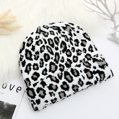 Nove uniseks leopard jacquard kape Y2K trendi jesen-zima zadebljana topla kapa Hip Hop Vintage Skullies pletene kape za žene i muškarce