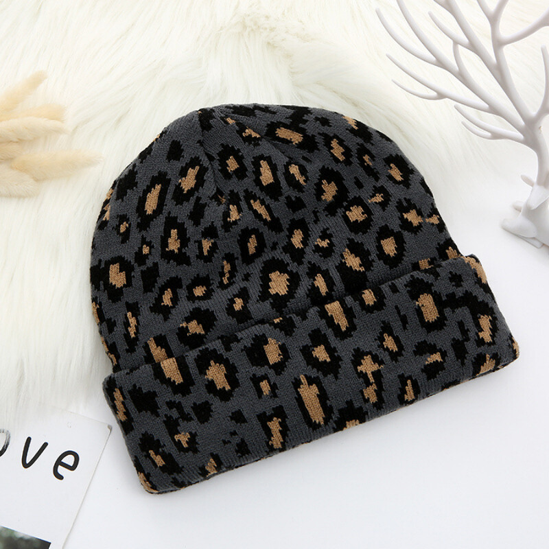 Nove uniseks leopard jacquard kape Y2K trendi jesen-zima zadebljana topla kapa Hip Hop Vintage Skullies pletene kape za žene i muškarce