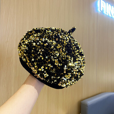 2023 m. blizgučiai beretės Rudens ir žiemos tapytojas Hat Street Visoms rungtynėms Hat Moterų vakarėlis Moliūgų kepurė Panamos kibiras Kepurė Зимняя Шапка