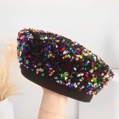 2023 m. blizgučiai beretės Rudens ir žiemos tapytojas Hat Street Visoms rungtynėms Hat Moterų vakarėlis Moliūgų kepurė Panamos kibiras Kepurė Зимняя Шапка