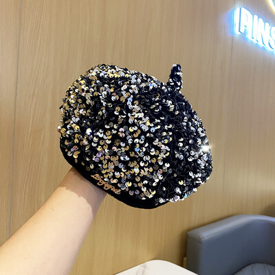 2023 m. blizgučiai beretės Rudens ir žiemos tapytojas Hat Street Visoms rungtynėms Hat Moterų vakarėlis Moliūgų kepurė Panamos kibiras Kepurė Зимняя Шапка