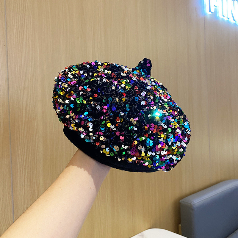 2023 m. blizgučiai beretės Rudens ir žiemos tapytojas Hat Street Visoms rungtynėms Hat Moterų vakarėlis Moliūgų kepurė Panamos kibiras Kepurė Зимняя Шапка