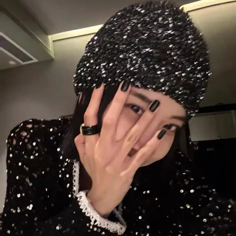 Korejska pletena kapa sa šljokicama Ženska jesen i zima Muška i ženska ulična moda Hip-hop Personality Tople kape s lubanjom