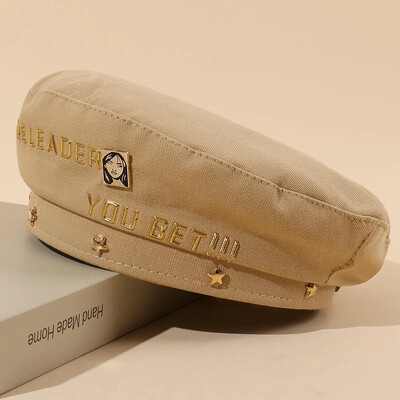 Zelta burtu berete Sieviešu britu cepure Japāņu berete gleznotāja cepure Beretes avīžu cepure