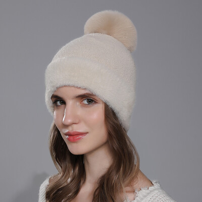 CNTANG Νέο γυναικείο ζεστό καπέλο διπλής στρώσης με επένδυση ψεύτικη γούνα κουνελιού Pompom φασόλια μόδα χειμωνιάτικο ύφασμα αρνί Καπέλο Casual κορίτσια Καπέλα